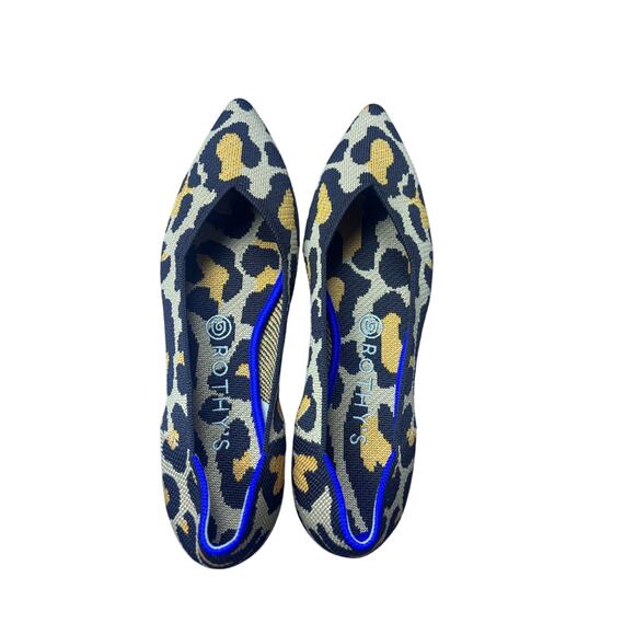 Rothy’s The Point Leopard Print Flats Size 8.5 Washable Knit Eco Friendly - Picture 2 of 5